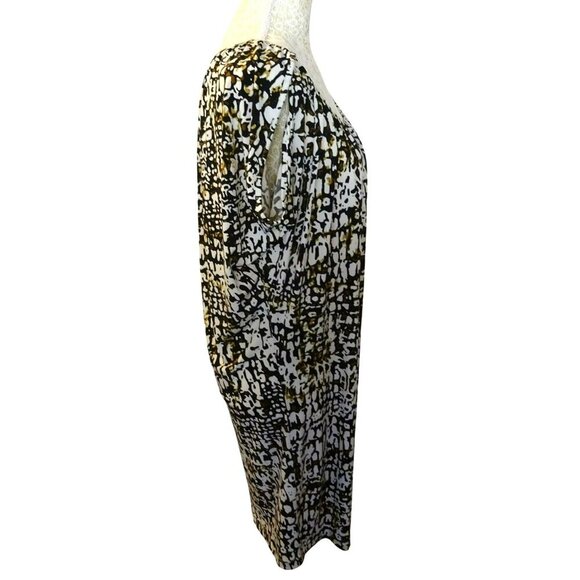 Calvin Klein Blouse | Black White Sleeveless | Split Short Sleeve Modern - Picture 6 of 10